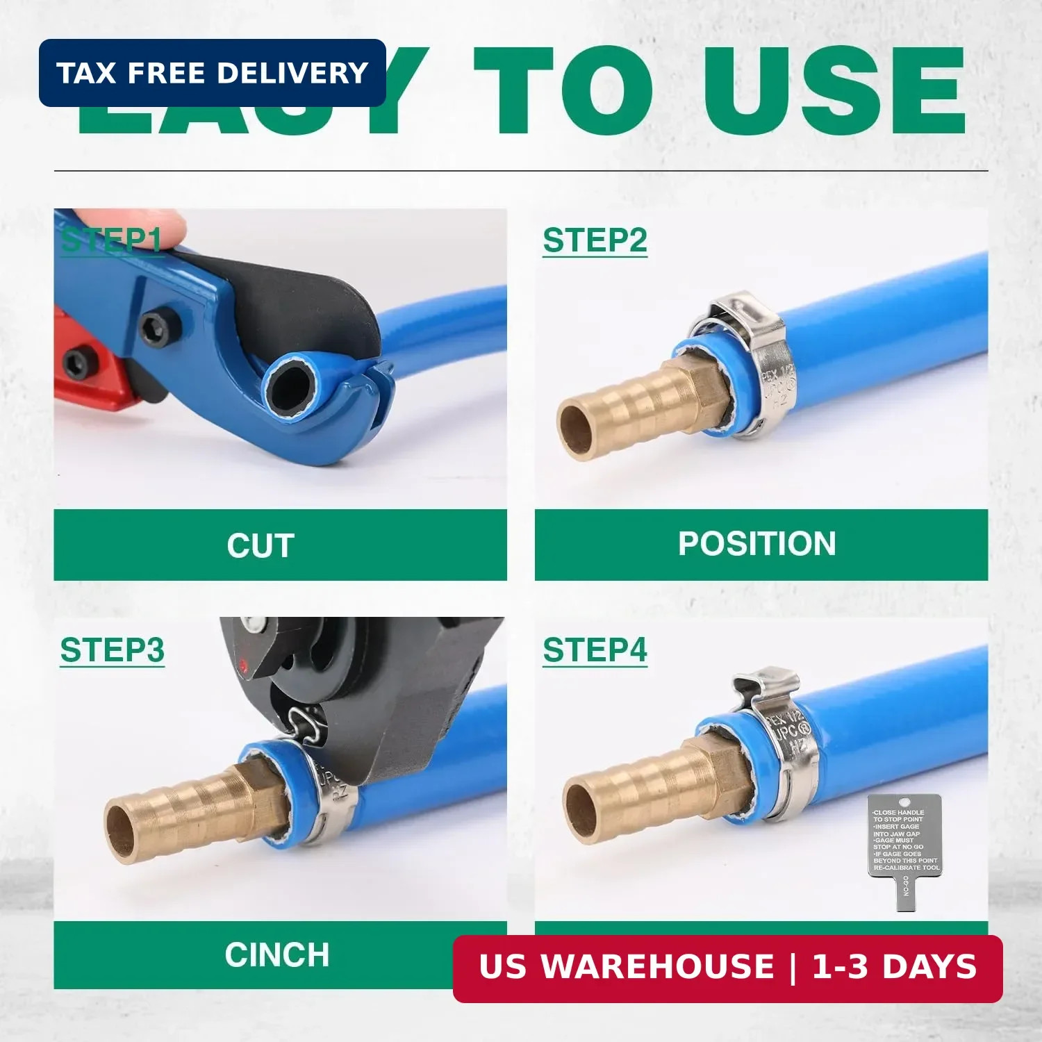 2 IN 1 Ratchet Pex Crimping Tool Cinch and Remove Combo Function Pex Pipe Crimp