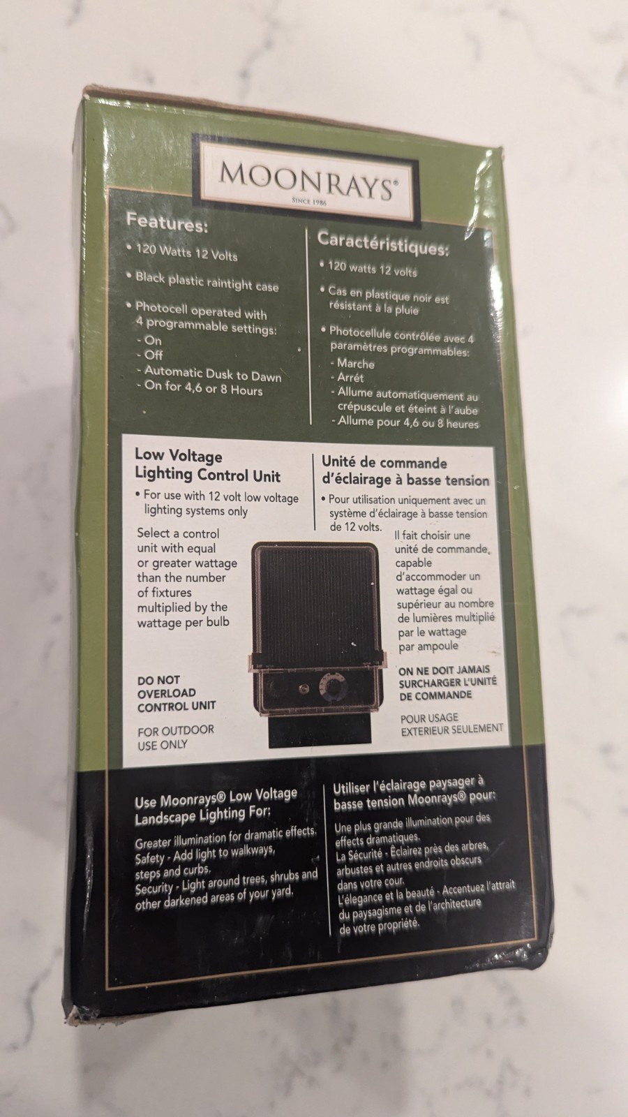 Moonrays 95431 Low Voltage Lighting Control Transformer 120W 12V Timer Photocell
