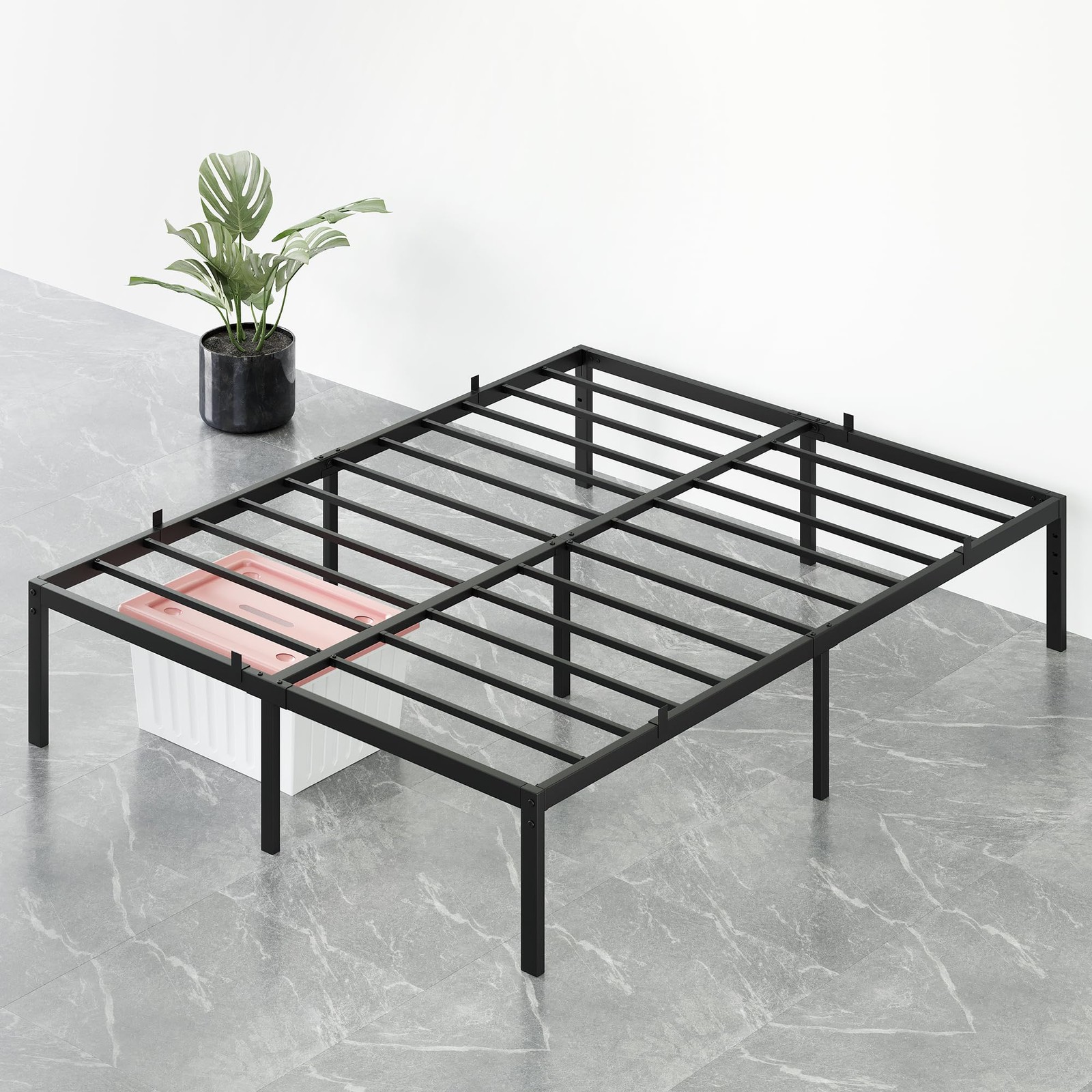 14 Inch Queen Size Bed Frame with Storage, Metal Platform Queen Bed Frame, No...