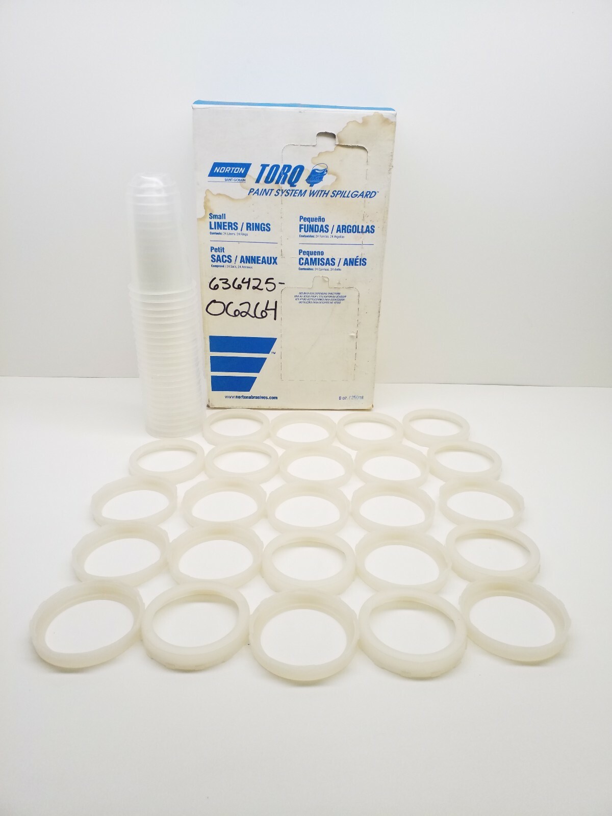 636425-06264 Norton Torq Paint System - 24 Liners & 24 Rings - Small 8oz. 250ml