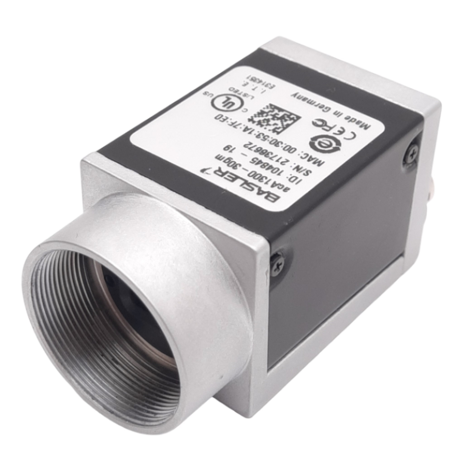 Basler acA1300-30gm GigE Camera, 1/3in, 1296x966, 30fps, 12VDC, RJ45, C-Mount