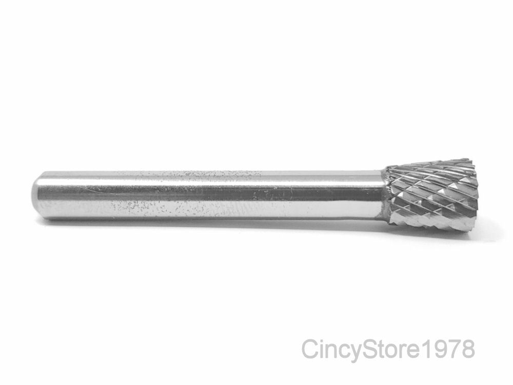 SN2D Taper Shape Tungsten Carbide Burr Bur Cutting Tool Die Grinder Bit 1/4" NEW