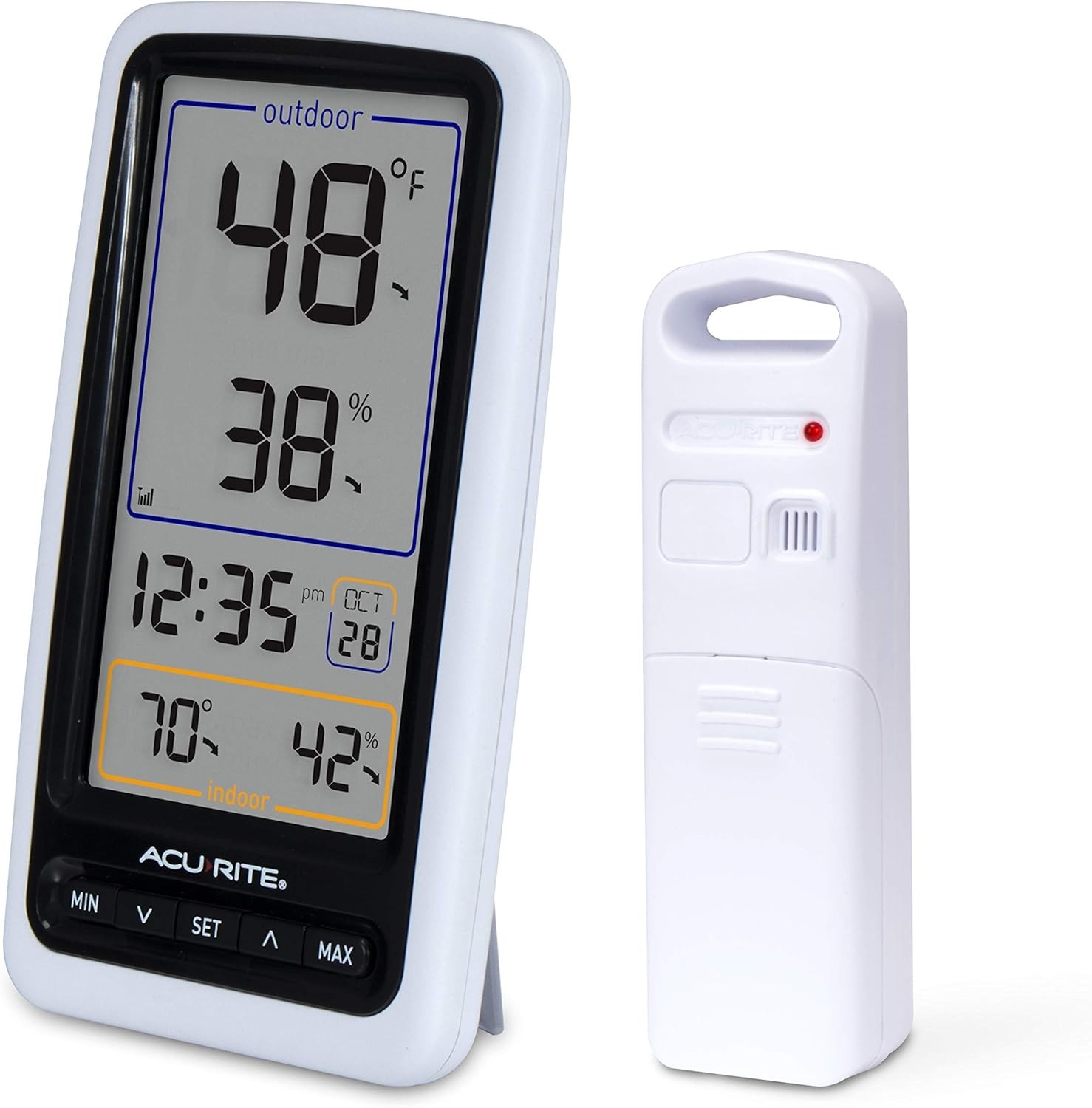 Large Display Wireless Thermometer with Trend Indicators and Humidity Tracking