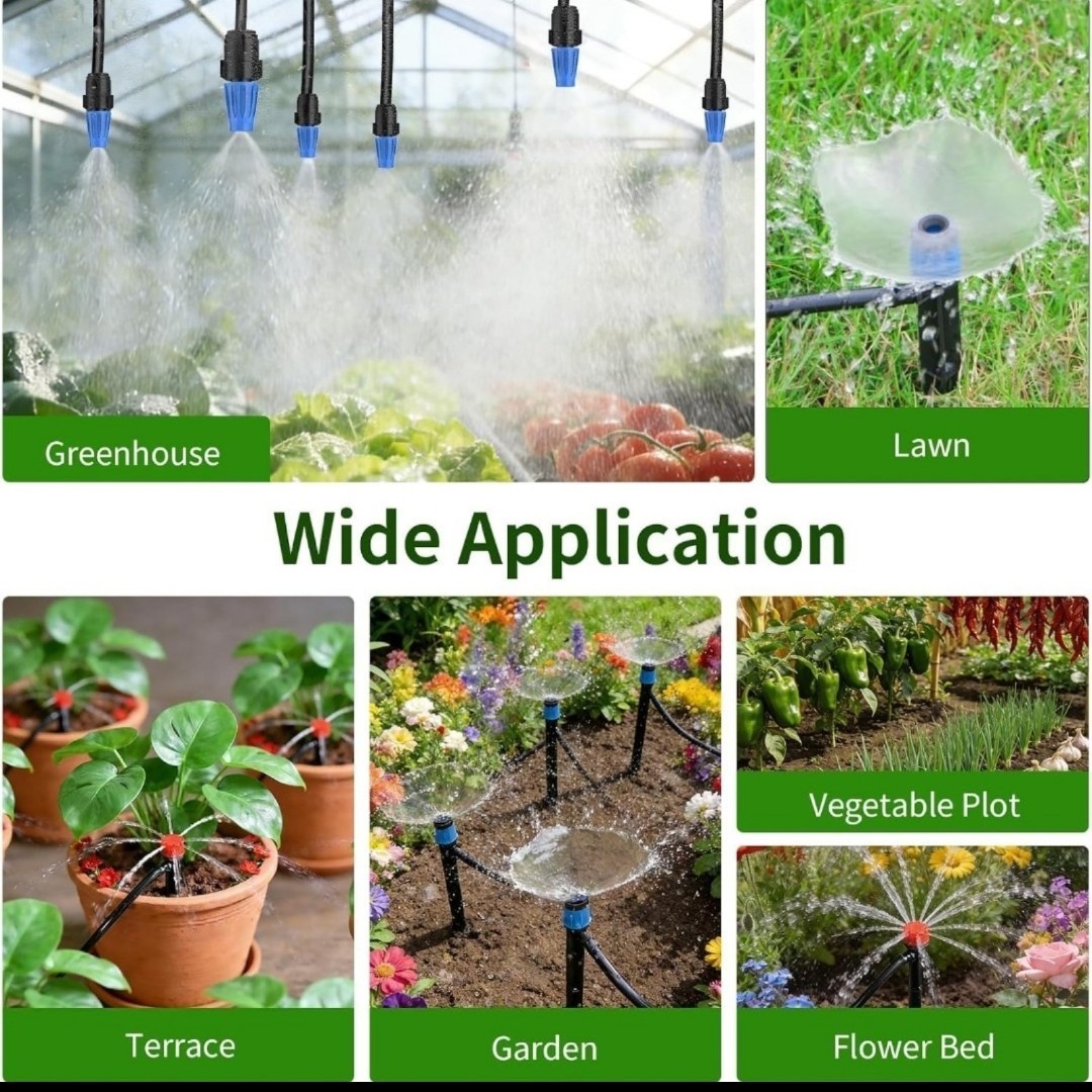 165FT Drip Irrigation System Kit w/ Timer Brass Connectors Adjustable Sprayers