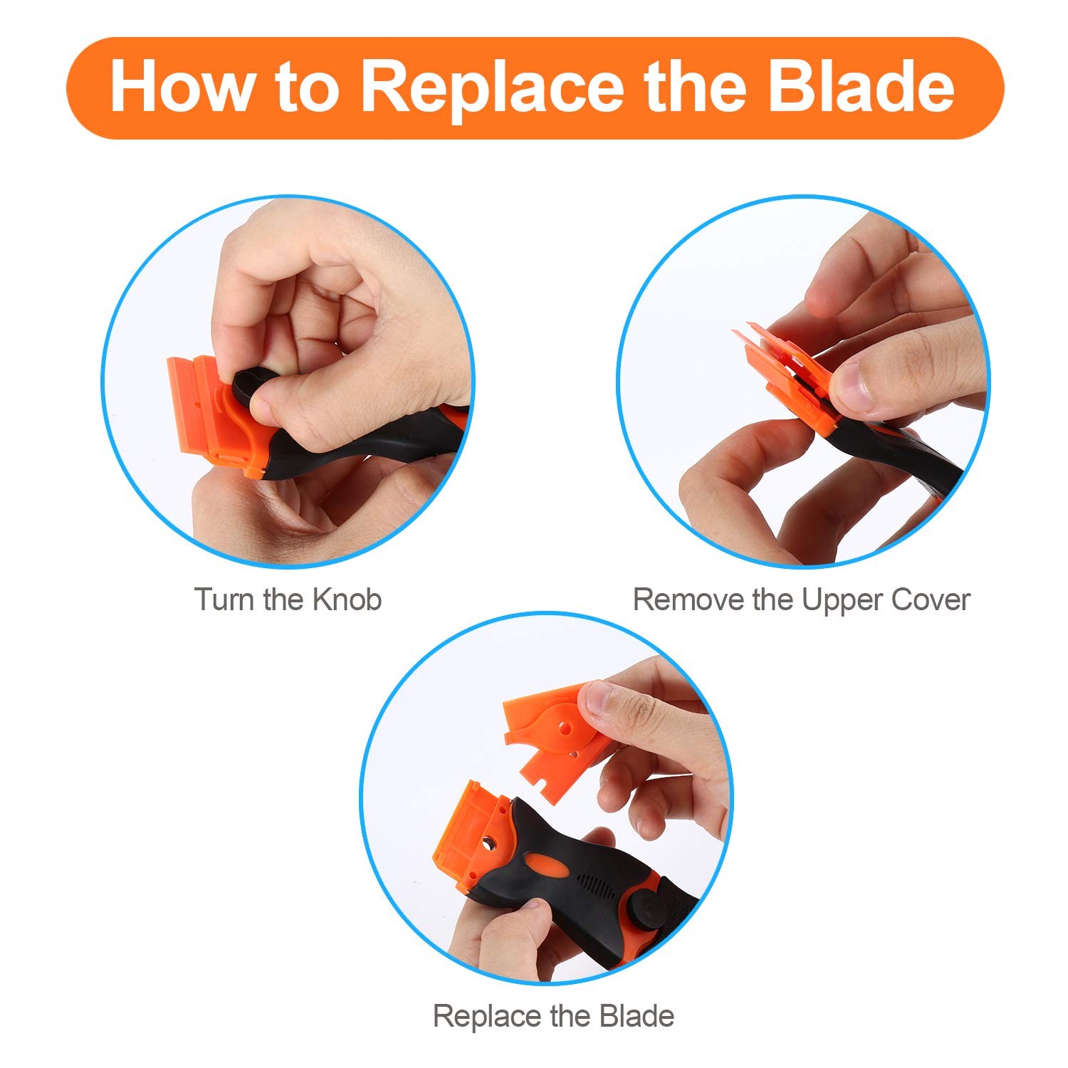 2PACK Razor Blade Scraper, 2-in-1 Scraper Tool with 12Pcs Plastic Blades and ...