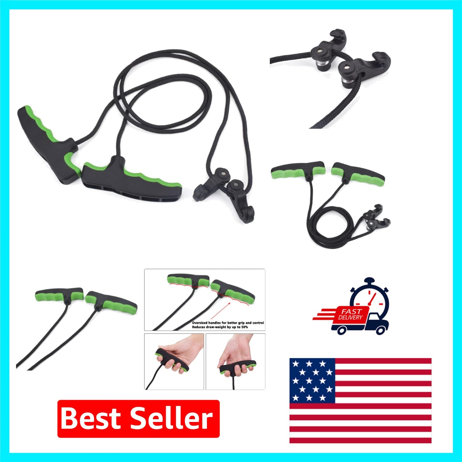 Compact Crossbow Cocking System with Superior Grip - 70 inch Adjustable Length