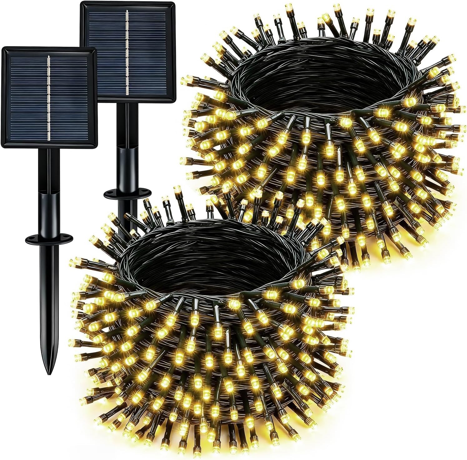 Solar String Lights Outdoor Waterproof 2 Pack Total 66Ft 200LED 8 Modes Twinkle