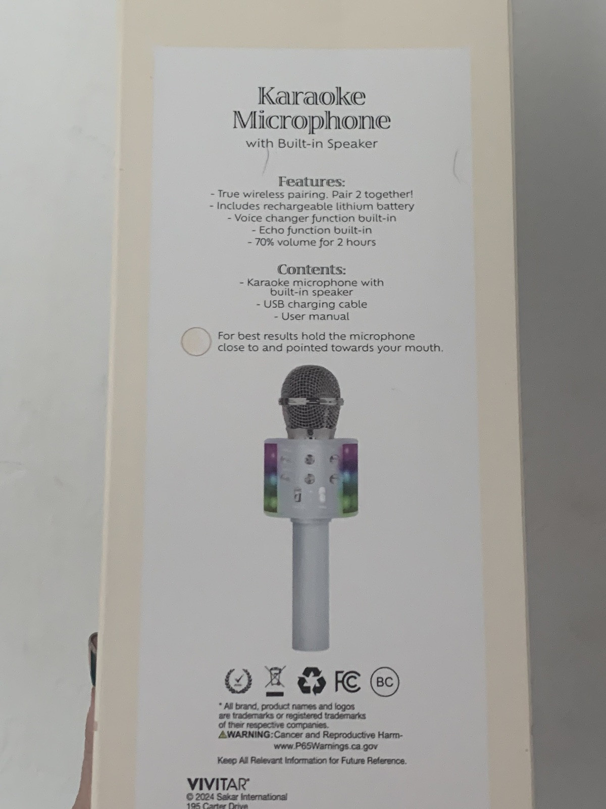 Vivitar Wireless Bluetooth Karaoke Microphone Portable Handheld Speaker USB New