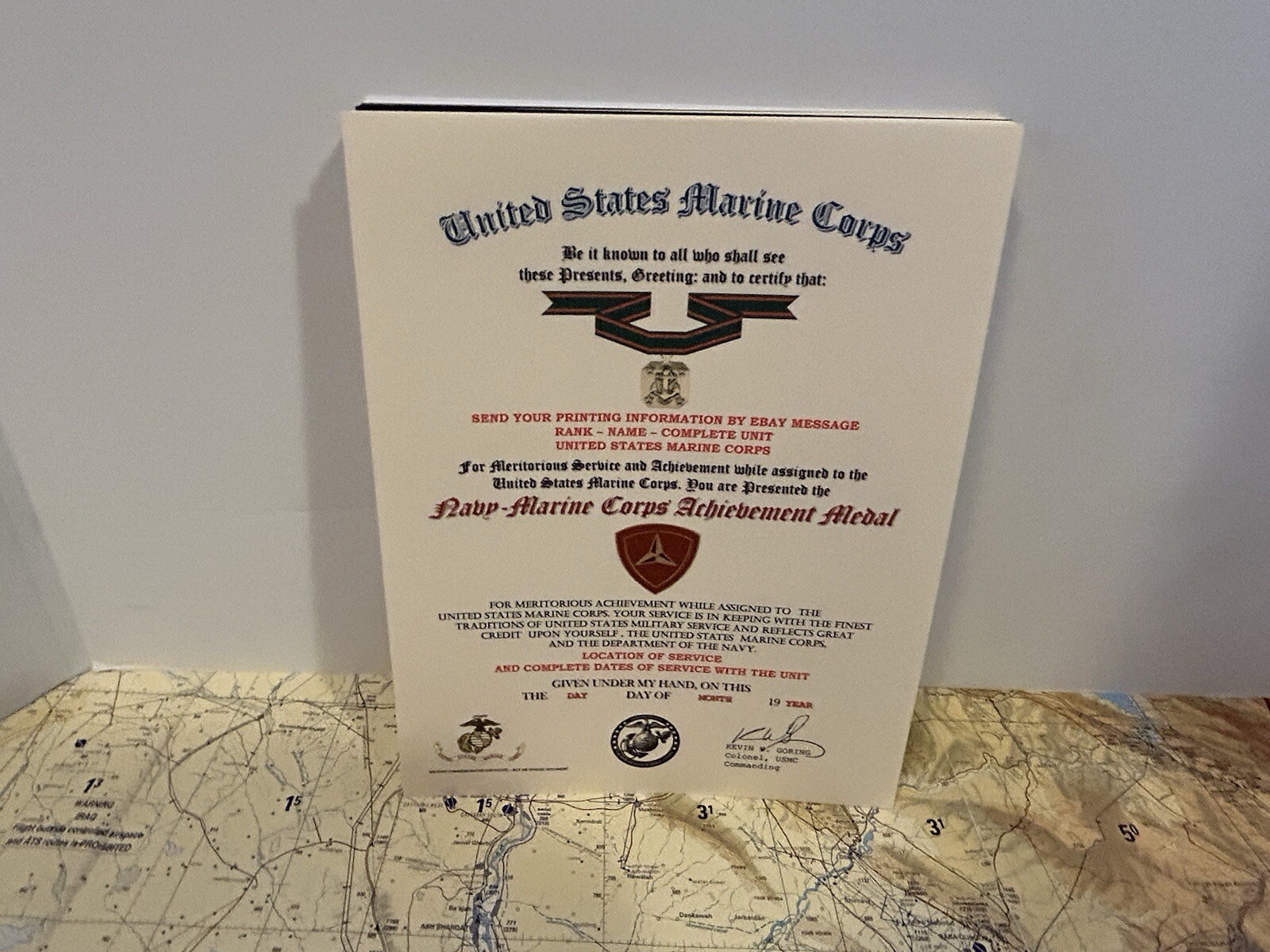 U.S.M.C. / NAVY ACHIEVEMENT MEDAL CERTIFICATE - 3RD MARINE DIVISION