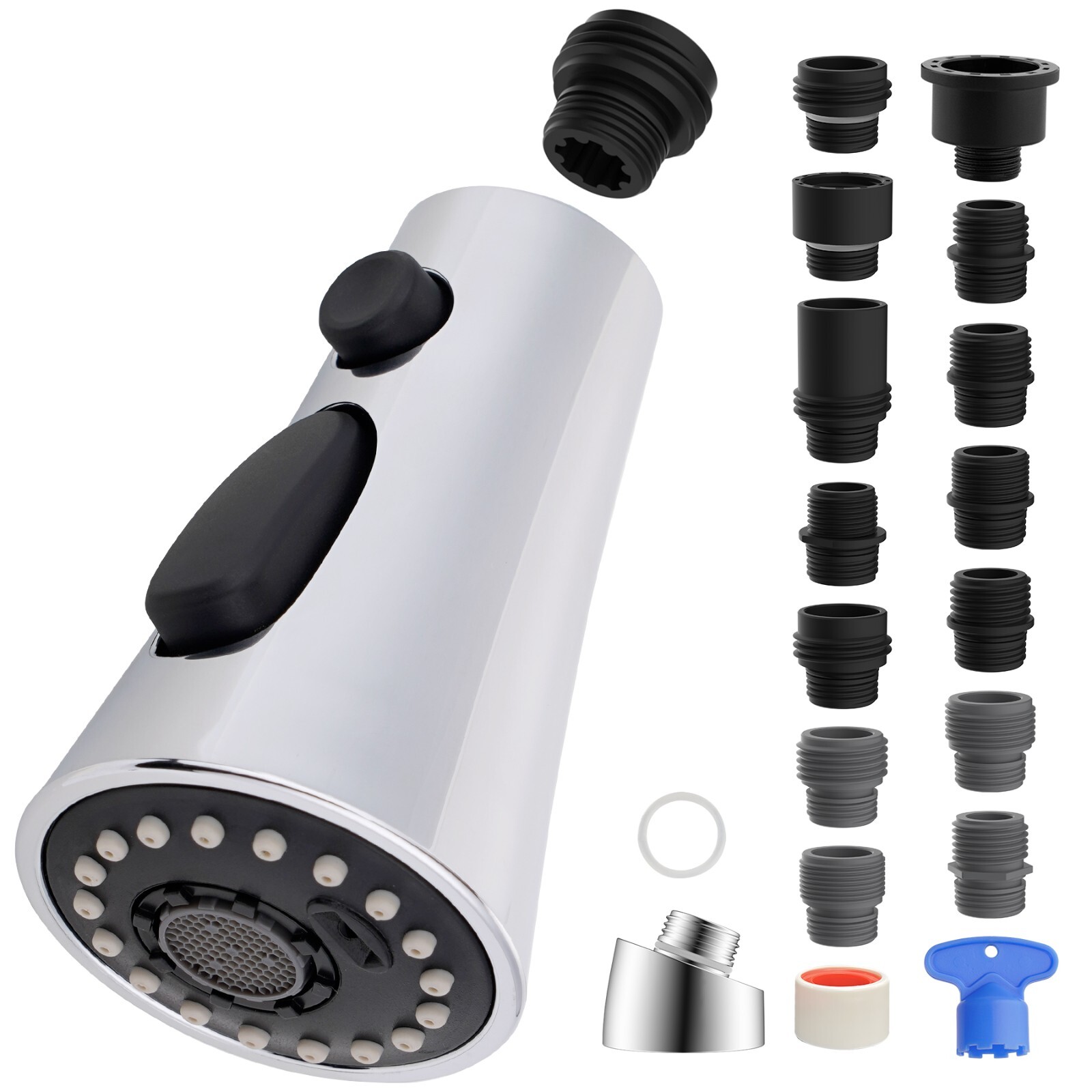 Universal Kitchen Faucet Head Replacement with 15 Adapter Kit for Delta / Kohler