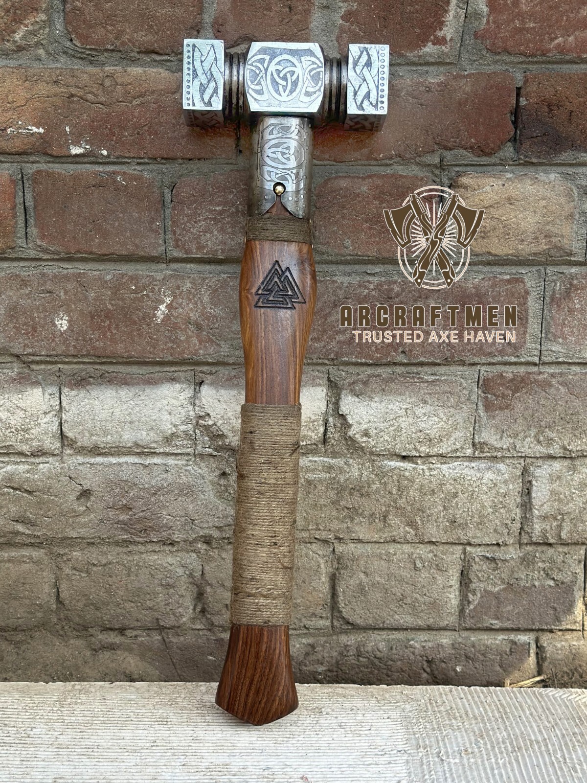 HANDMADE HIGH CARBON STEEL HAMMER OUTDOOR  ASHWOOD HANDLE Collectibles Gift  X