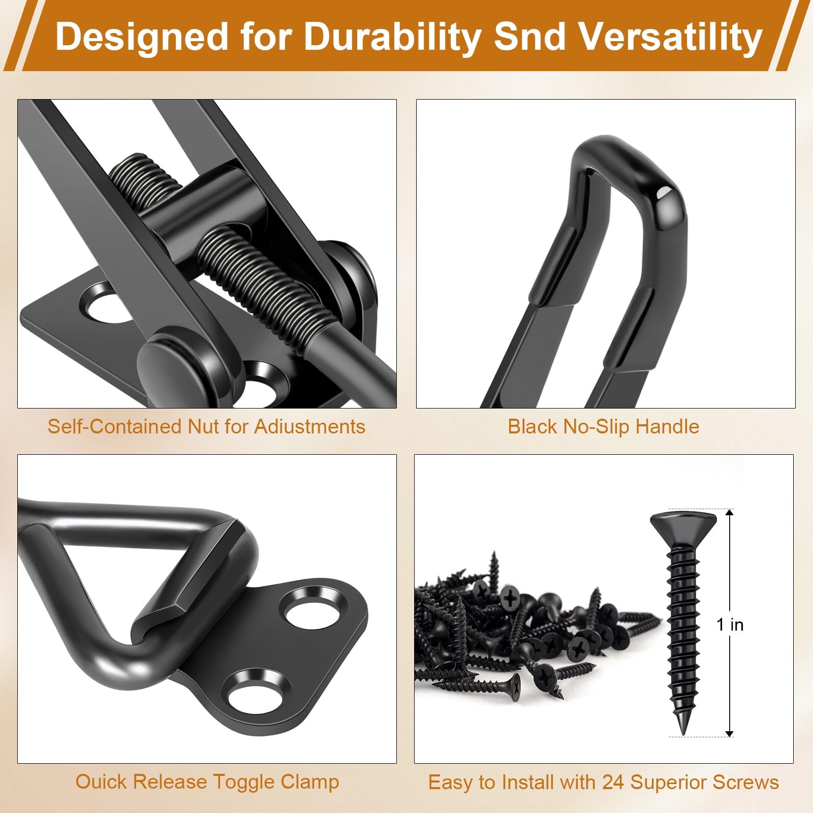 6 Pack Adjustable Toggle Latch Clamp, Upgraded Clamp Black