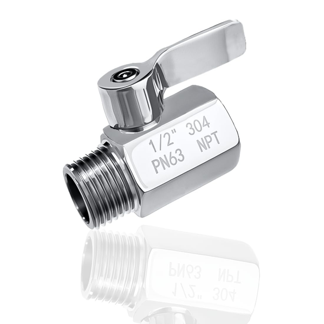 shower valve 304 Stainless Steel Mini Ball Valve(1/2" Female X Male) NPT Thre...