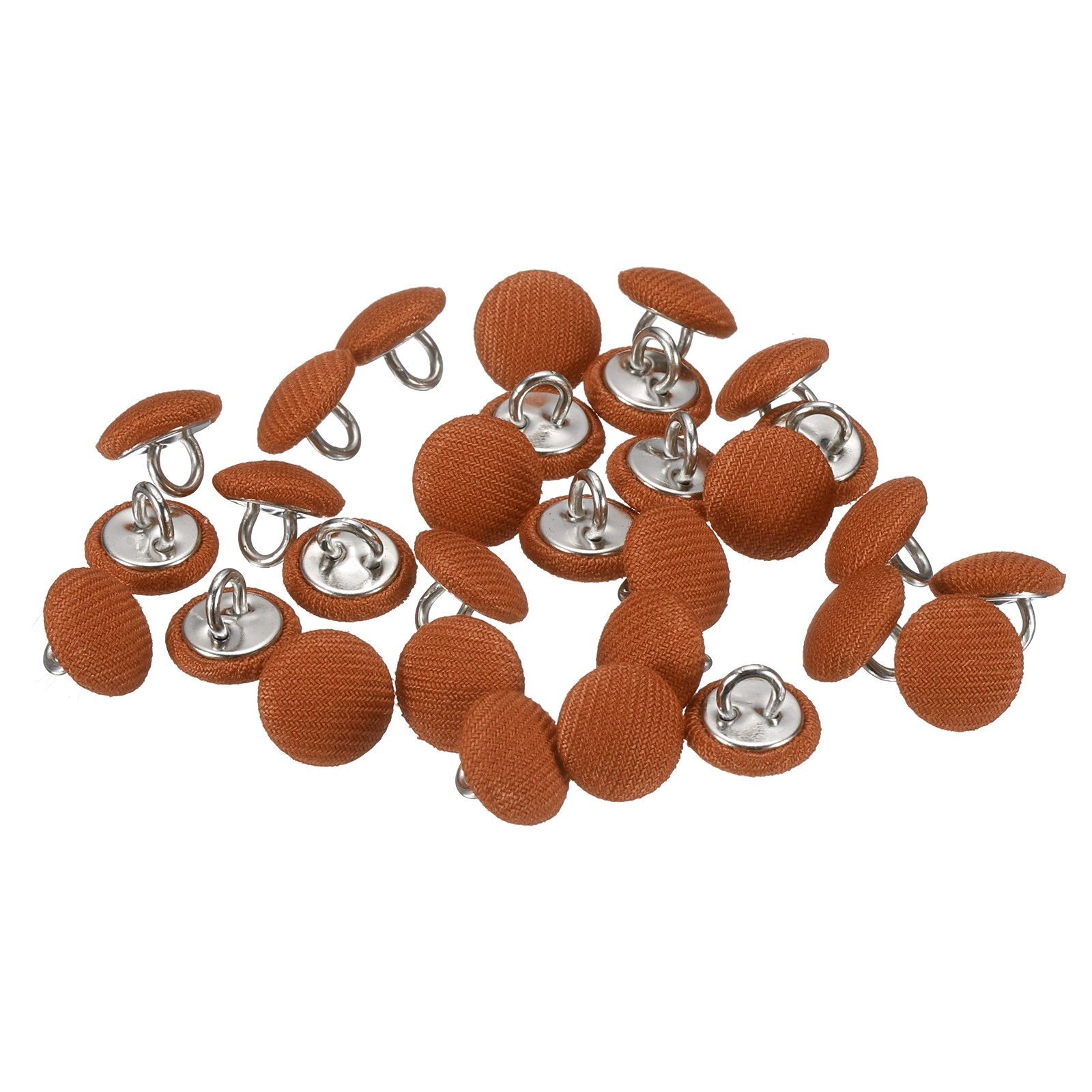 30pcs 10mm Fabric Cloth Covered with Metal Shank Round Sewing Buttons, Orange