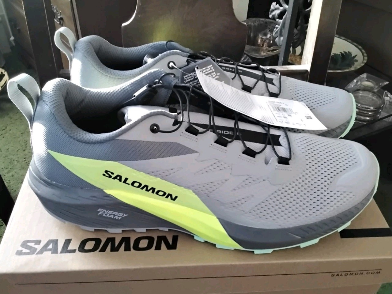 Salomon Sense Ride 5 Trail Running Shoes Alloy Safety Yellow Mens 12 NWT $140