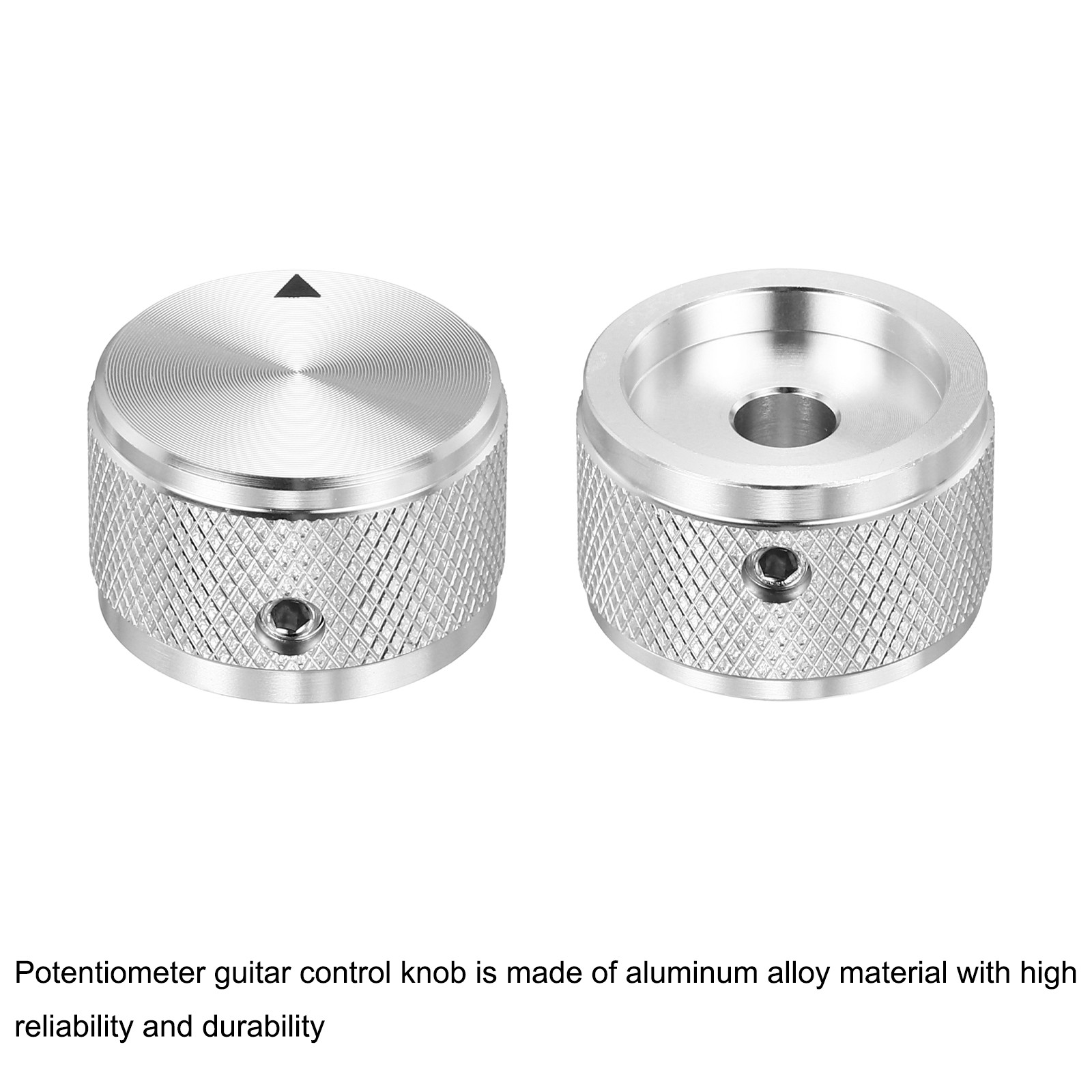 6 Pcs Aluminium Potentiometer Knobs, 1/4" (6mm), Diamond 5/8" Silver