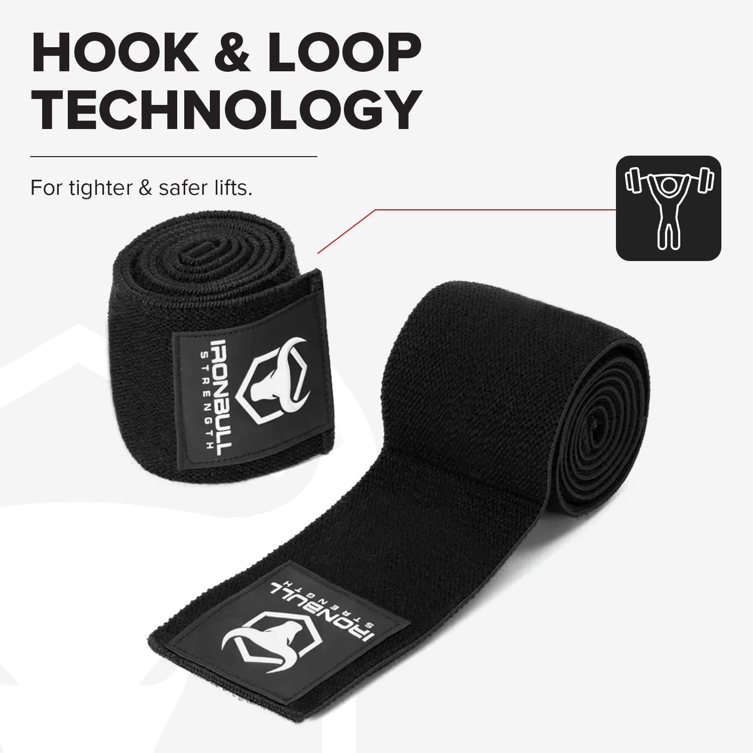 Elbow Wraps for Weightlifting (1 Pair) - 50" Elastic One Size, Black