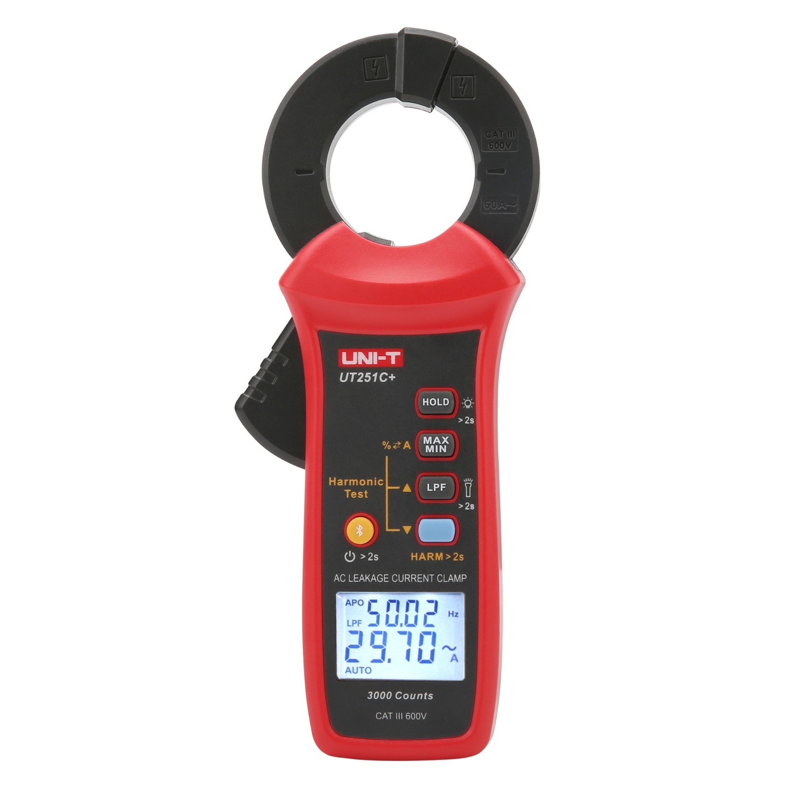 UNI-T UT251C+Digital Leakage Current Clamp Meter True RMS 60A AC Pliers Ammeter