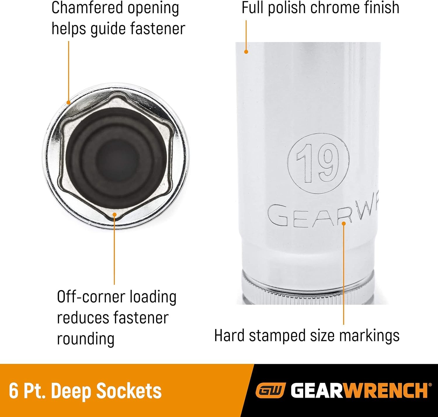 GEARWRENCH 3/8" Drive 6 Pt. Deep Socket, 10mm - 80392