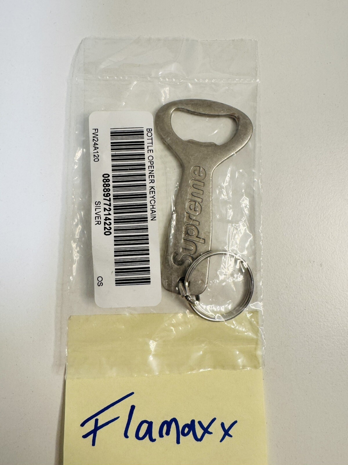 Supreme Bottle Opener Stamped Logo Keychain Silver Metal FW24 Brand New