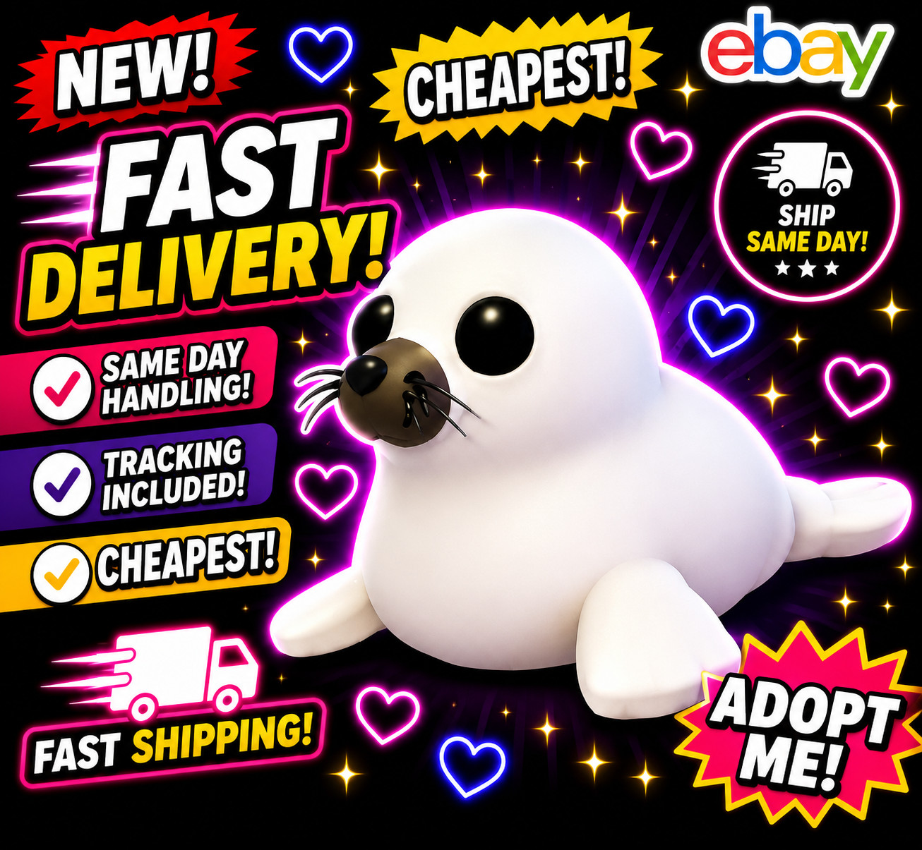 Harp Seal / All Variations! FR, NFR, MFR, Neon, Mega - Adopt From Me