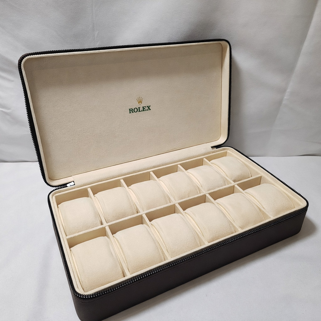 ROLEX BOX CASE HOLDER ORGANIZER STORAGE BROWN LEATHER