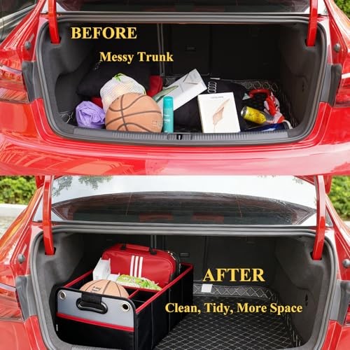 Car Trunk Organizer, Collapsible Auto Trunk X-Large Rectangular Black/Red
