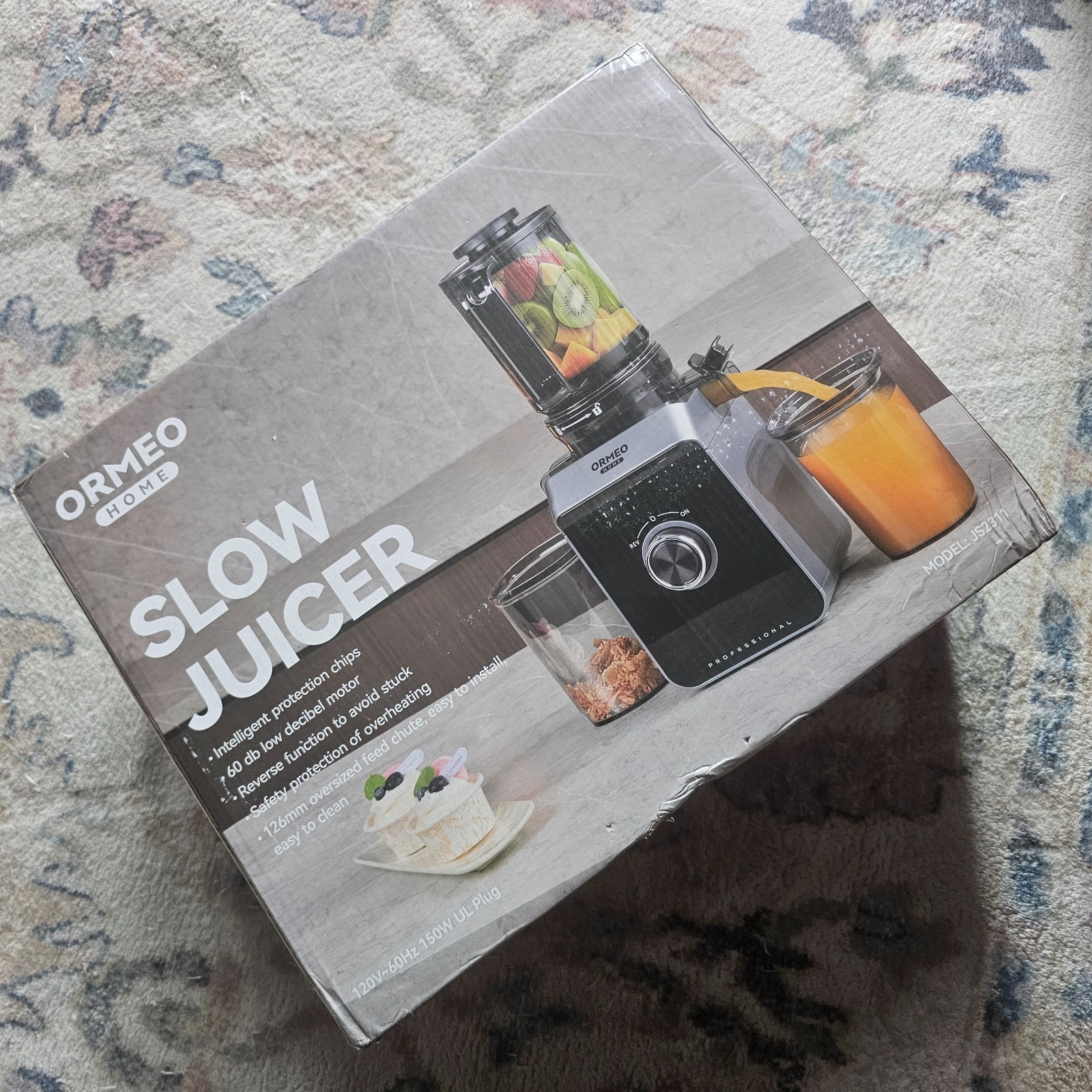 Cold Press Juicer, ORMEO HOME Masticating Juicer Machines with 5.0"Large Feed Ch