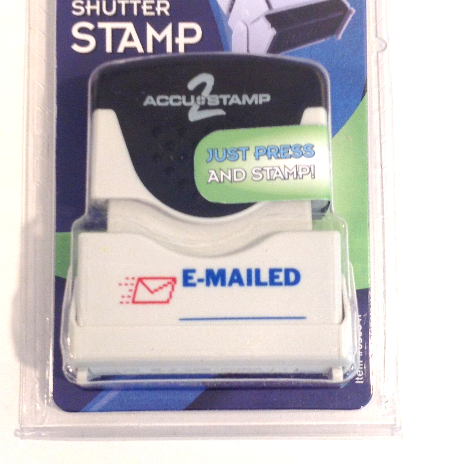 ACCUSTAMP 2 "E-MAILED" Pre-Inked Shutter Stamp Blue Red Ink 1 5/8 x 1/2 NEW