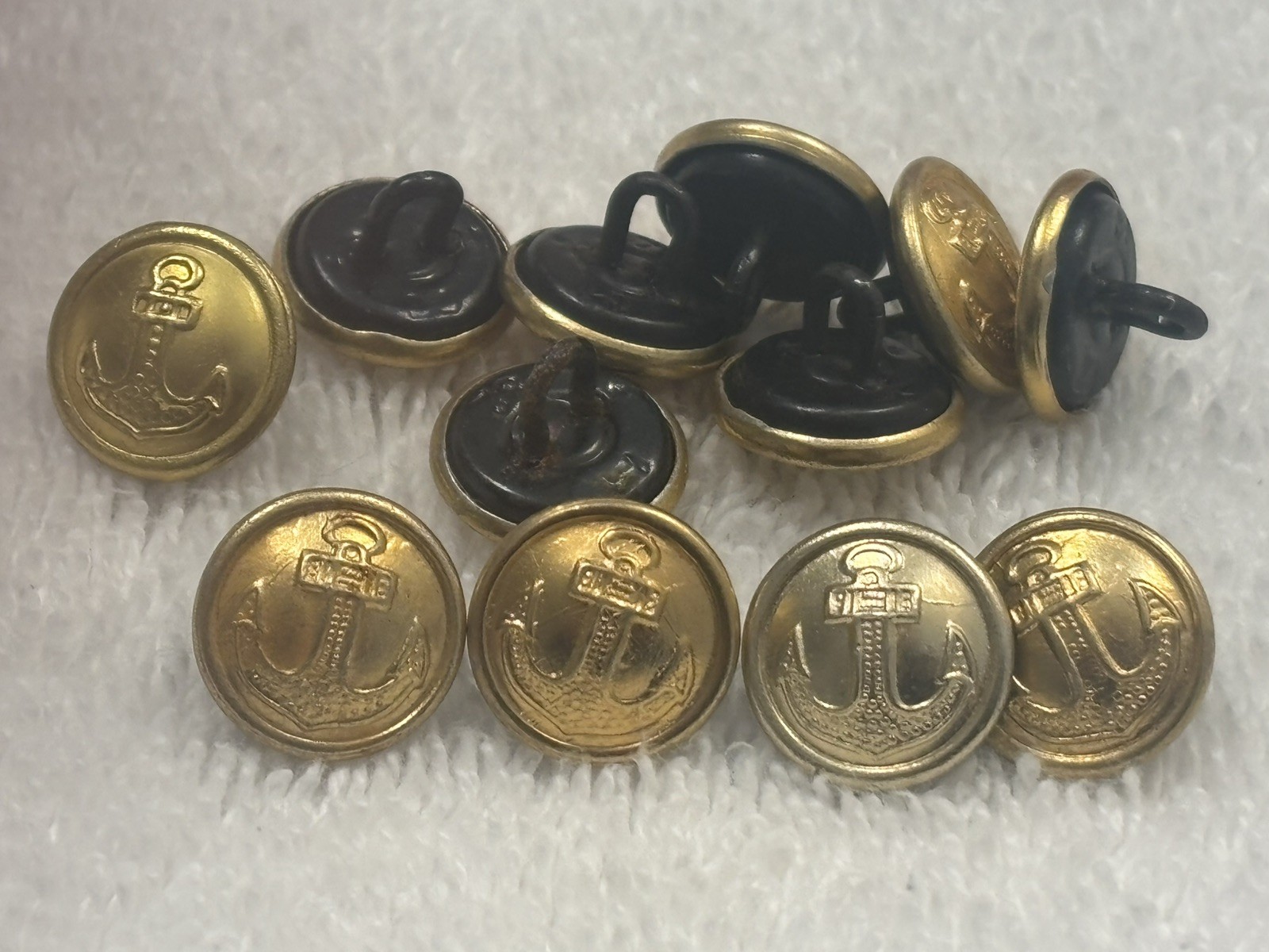 Vintage Russian Soviet Uniform Navy Naval Metal Buttons 5/8" - 12 PC Set