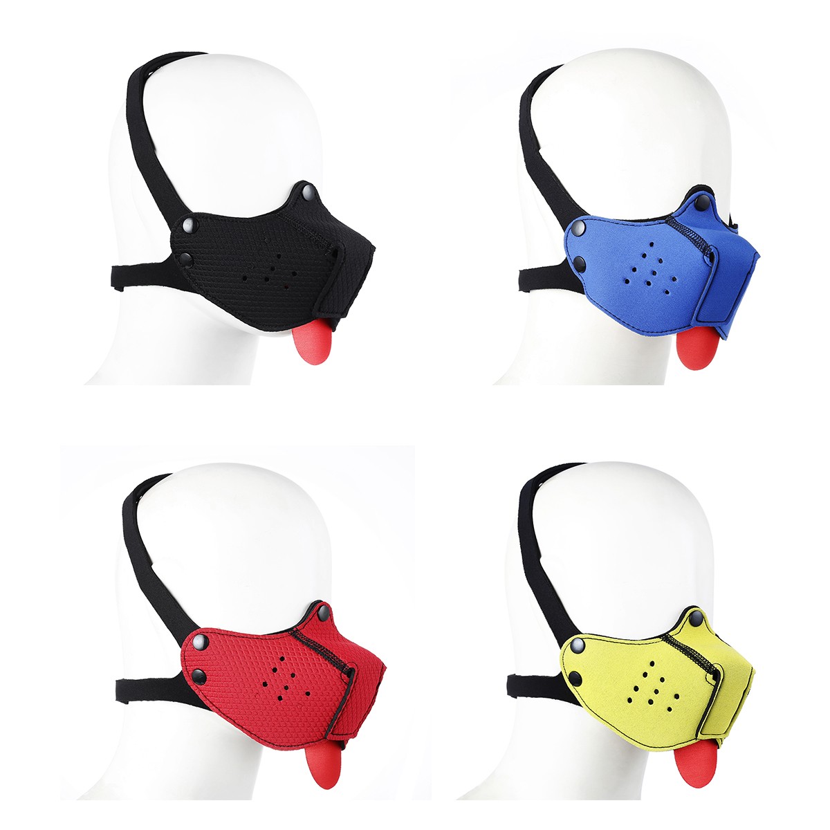 Puppy Hood Neoprene Mask Breathable Pet Cosplay Halloween Party Dog Bondage BDSM