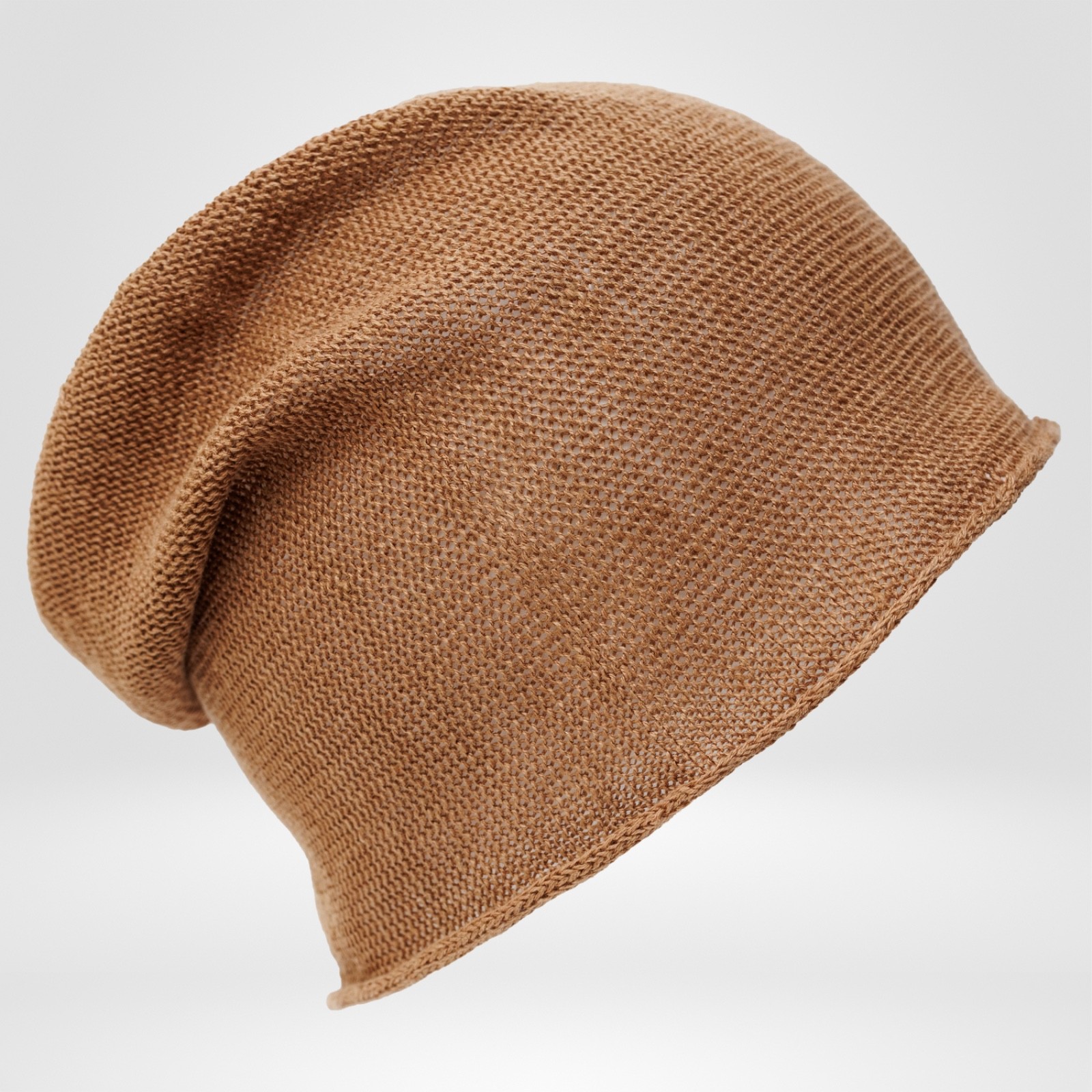 Linen Knit Beanie Hat – Soft Lightweight Slouchy Cap.