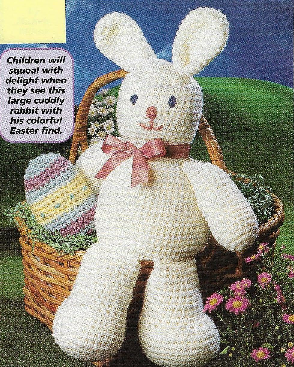MR SNUGGLES BUNNY 21" STUFF ANIMAL TOY DIGEST SIZE CROCHET PATTERN INSTRUCTIONS