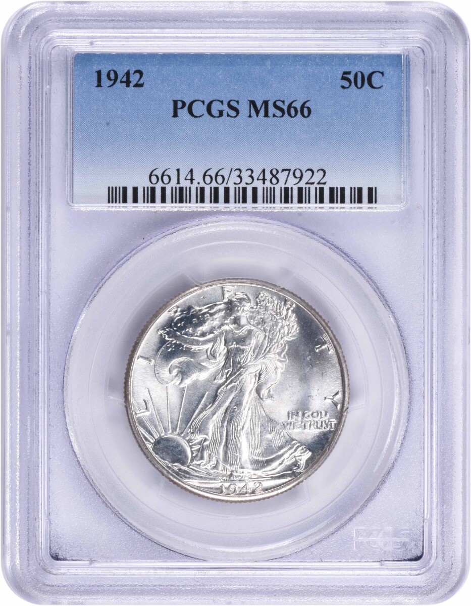 1942 Walking Liberty Silver Half Dollar MS66 PCGS