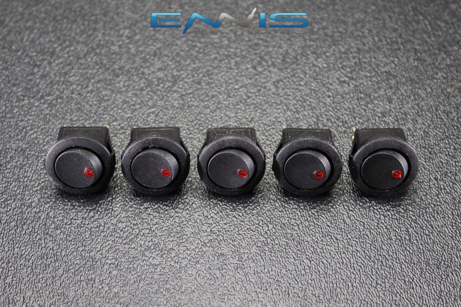 5 PCS ROUND ON OFF ROCKER SWITCH MINI TOGGLE RED LED 3/4 MOUNT HOLE EC-1103ARD