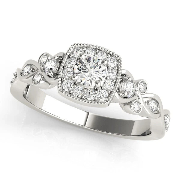 Round Cut 1.25 Ct VVS1 Diamond Lab-Created Engagement Ring 14K White Gold FN