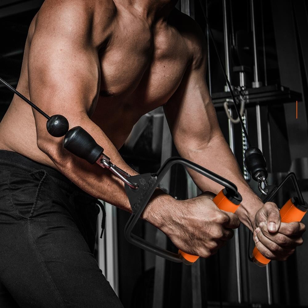 SQUATZ Single D Row Handle Cable Attachment- Non-Slip Handle for Weight Workout