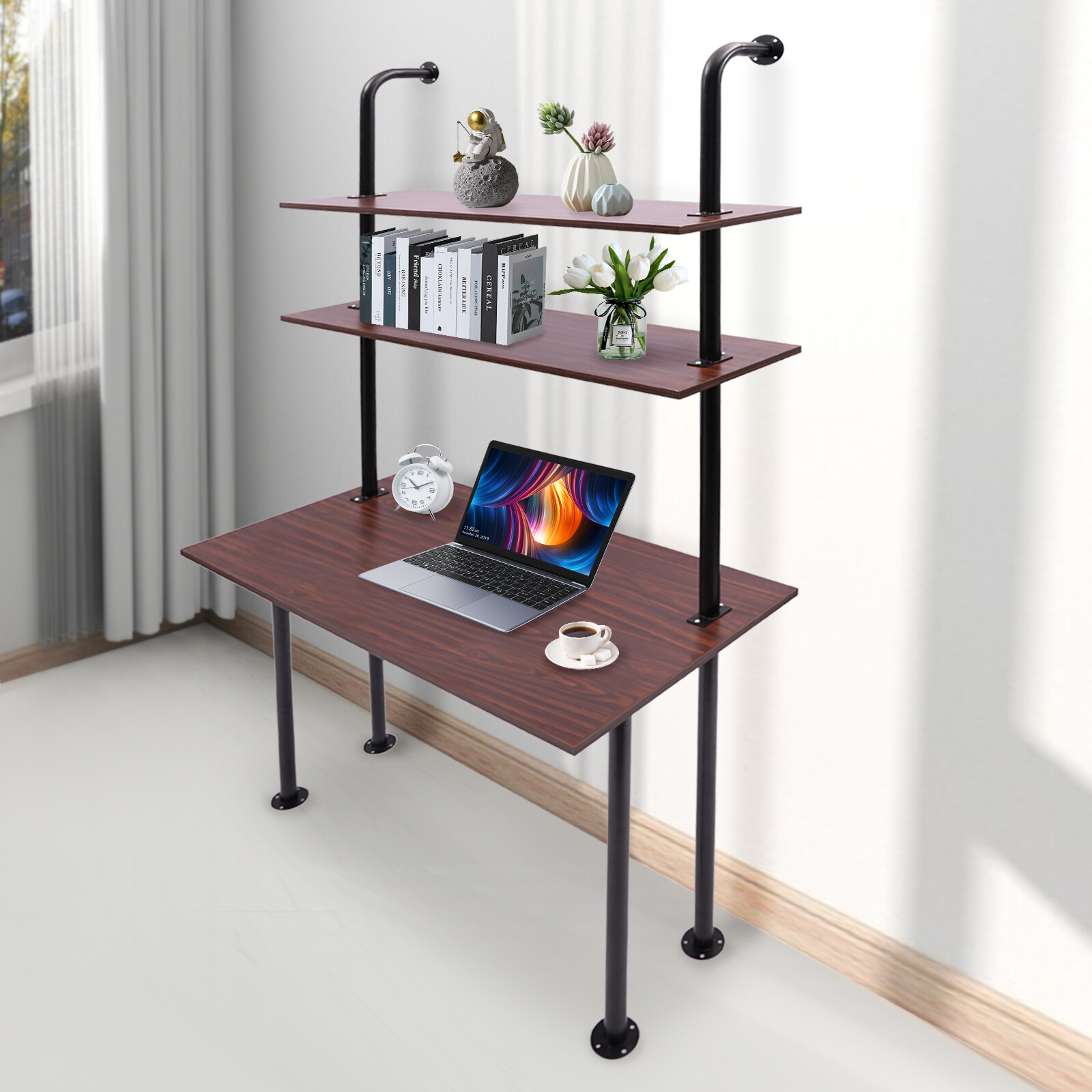 Metal Bracket Desk Wall Mounted Space-saving Computer Table Load-bearing Office
