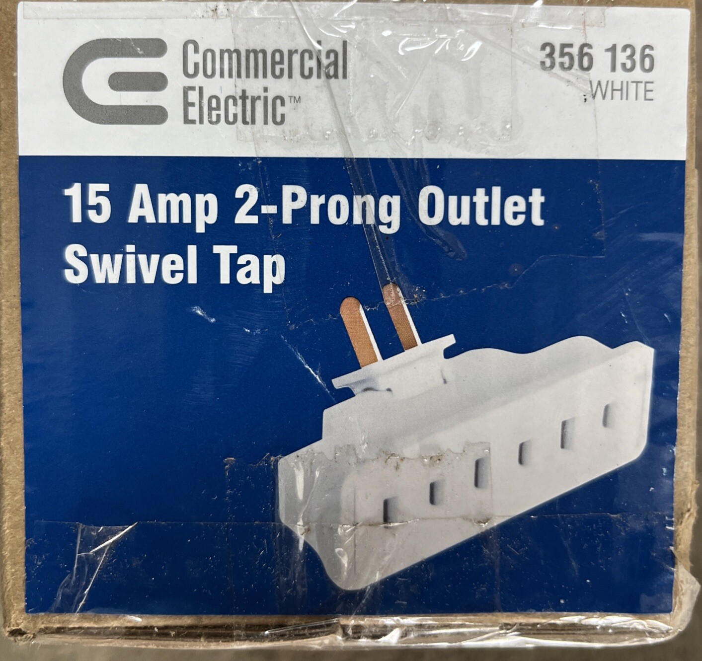 Commercial Electric 15 Amp 2-Prong Outlet Swivel Tap (10PK)