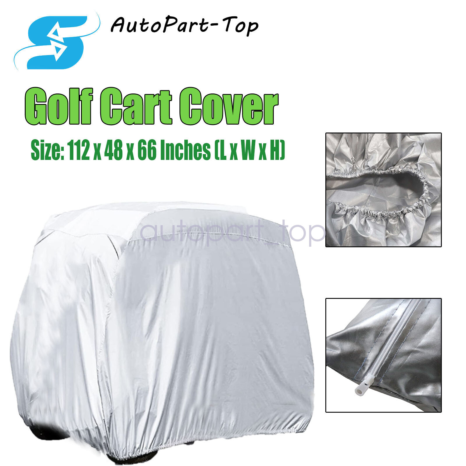 Universal Rear cloth Golf Cart Cover Enclosure For EZGo Club Car Yamaha Silvery