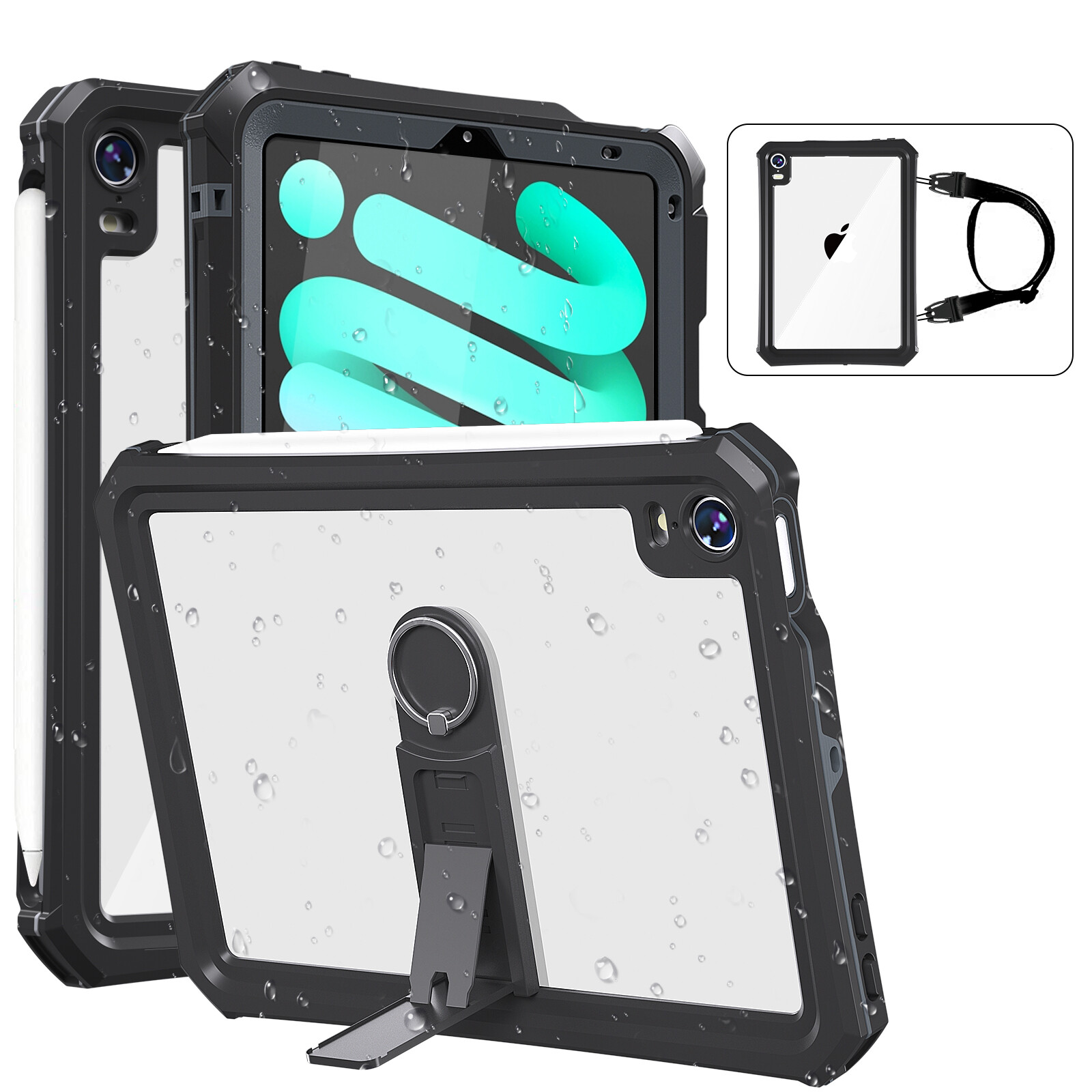 Waterproof Case For iPad Mini 6th Generation 8.3"Full Body Shockproof Pen Holder