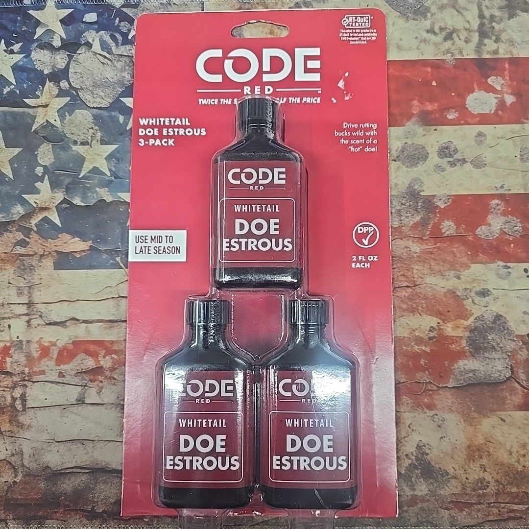 Code Red Doe Estrous 3 Pk 2 oz Premium Blended Deer Urine for Hunting Lure