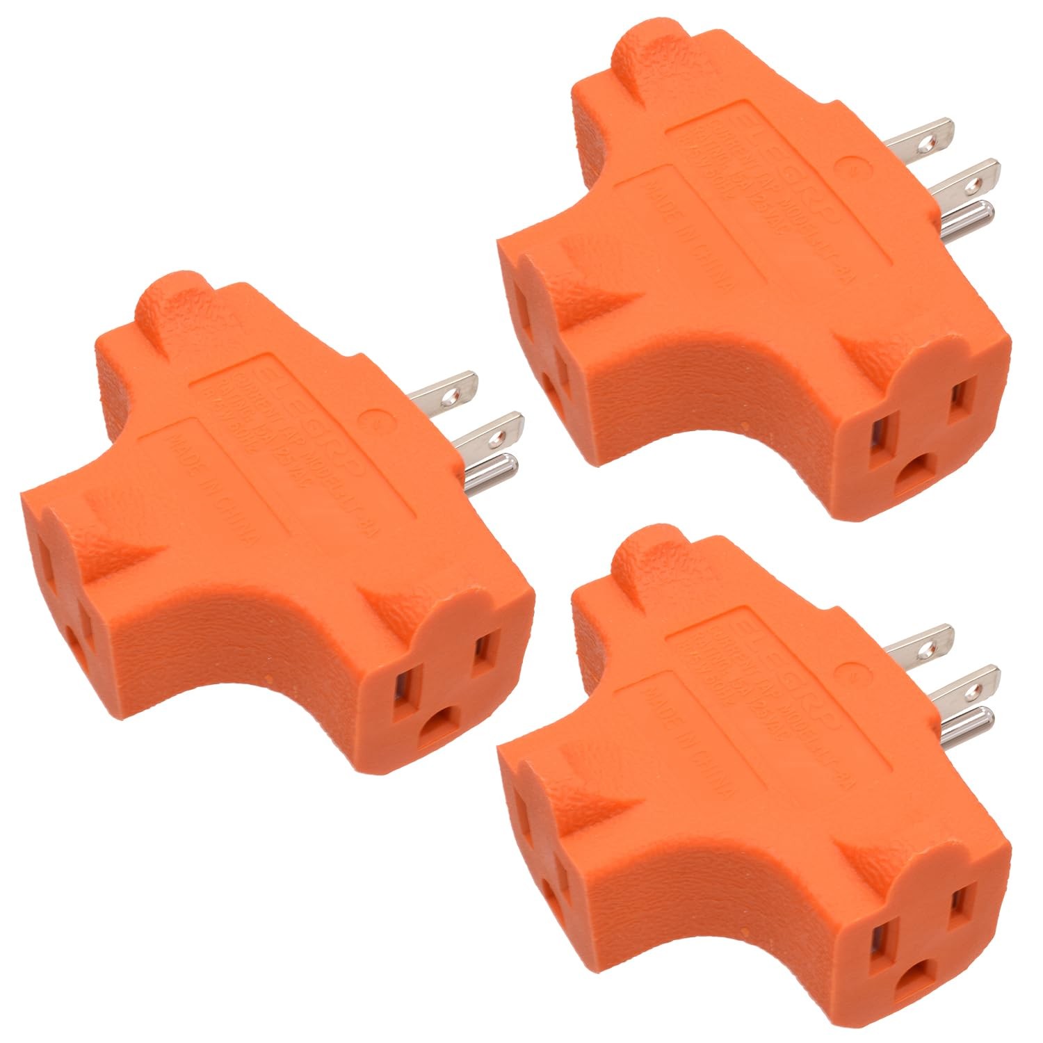 ELEGRP 3Prong Heavy Duty Power Extender to Triple Outlet in T Direction, Mult...