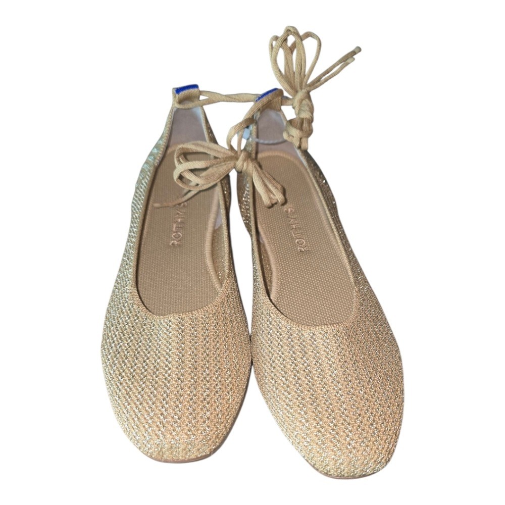 Rothy's The Square Ballet Wrap Flats Loafers In Brown And Metallic Size 9.5 New