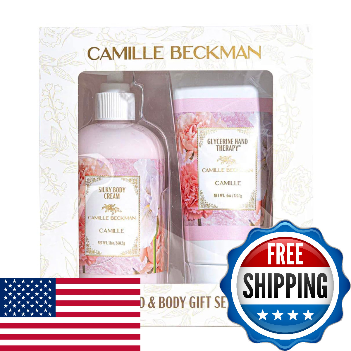 Camille Beckman Hand and Body Duet Set, Silky Body and Glycerine Hand Cream, Cam