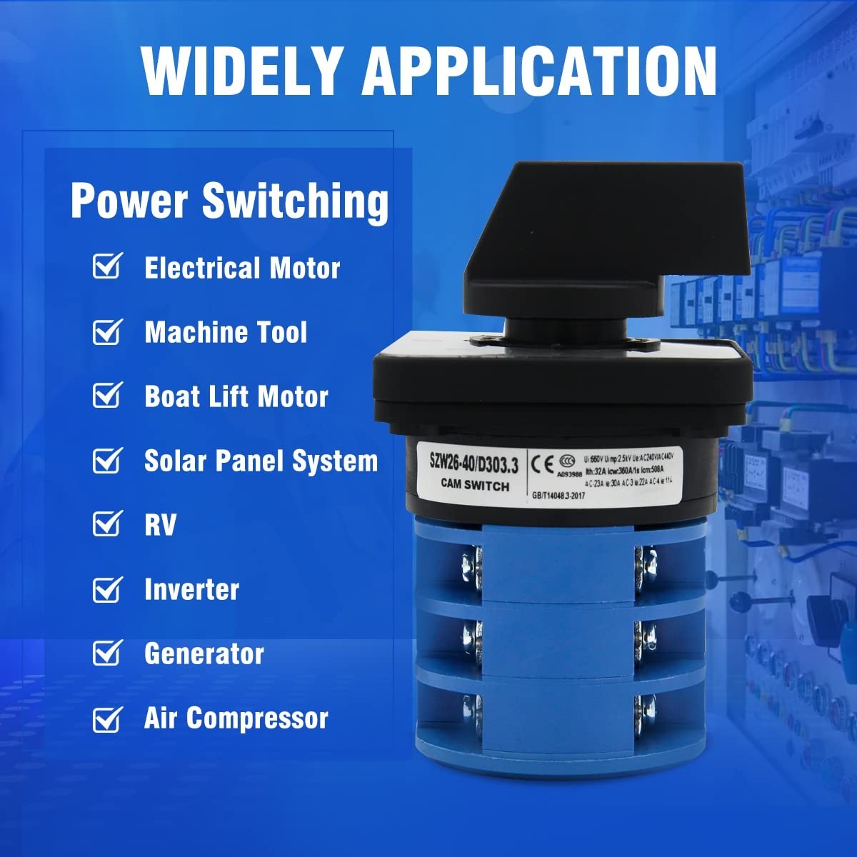 40A Rotary Changeover Switch 660V 3-Position 12 Terminals 3 Phase Selector Switc