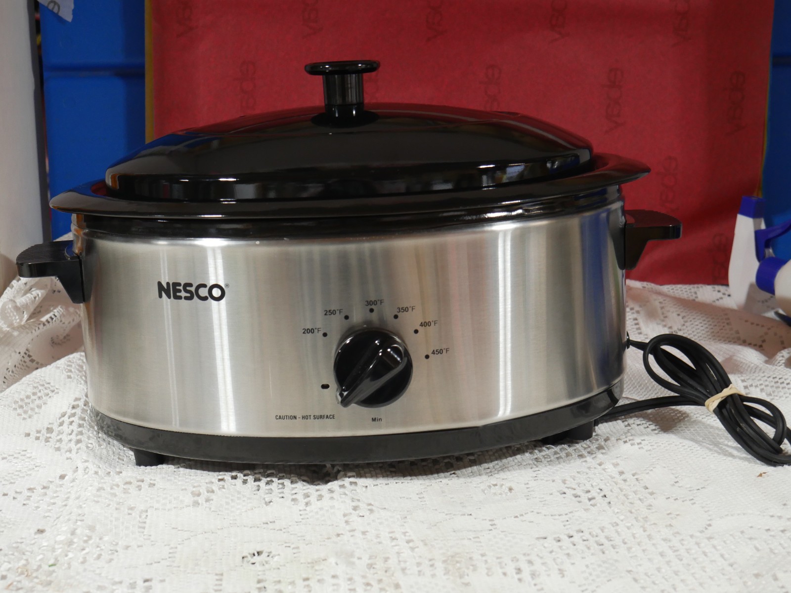 MINT USED 2X NESCO 6 QT. STAINLESS STEEL ELECTRIC ROASTER 4816-25 (4 PC.)