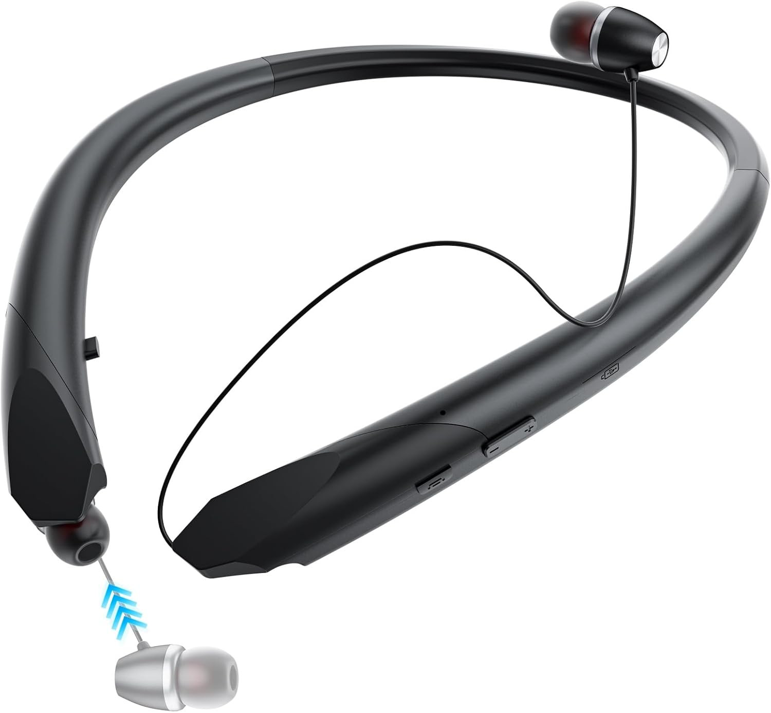 Neckband Bluetooth Headphones Retractable, Wireless Headset with Mic, IPX5 Sweat