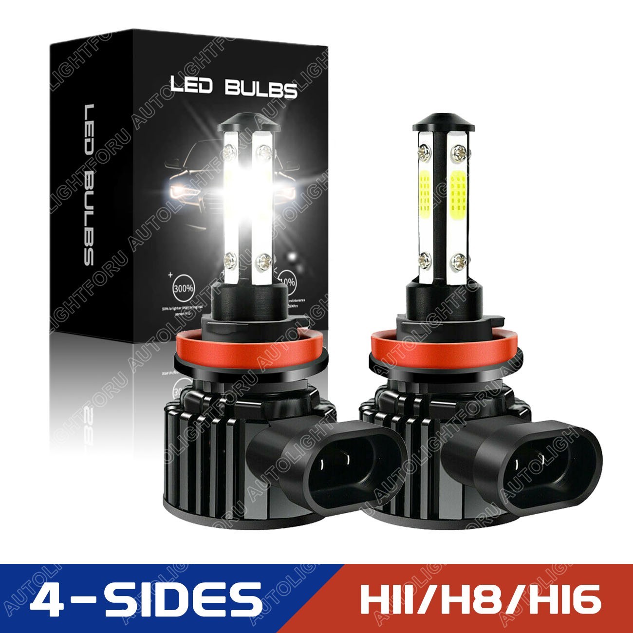 H11 LED Fog Light Bulbs High Power Driving Lamps 10000K Super White Foglight 2x