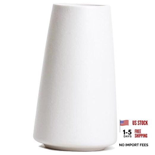 Bright White Vase - 6“ White Ceramic Flower vase, Boho Vases Small Solid White